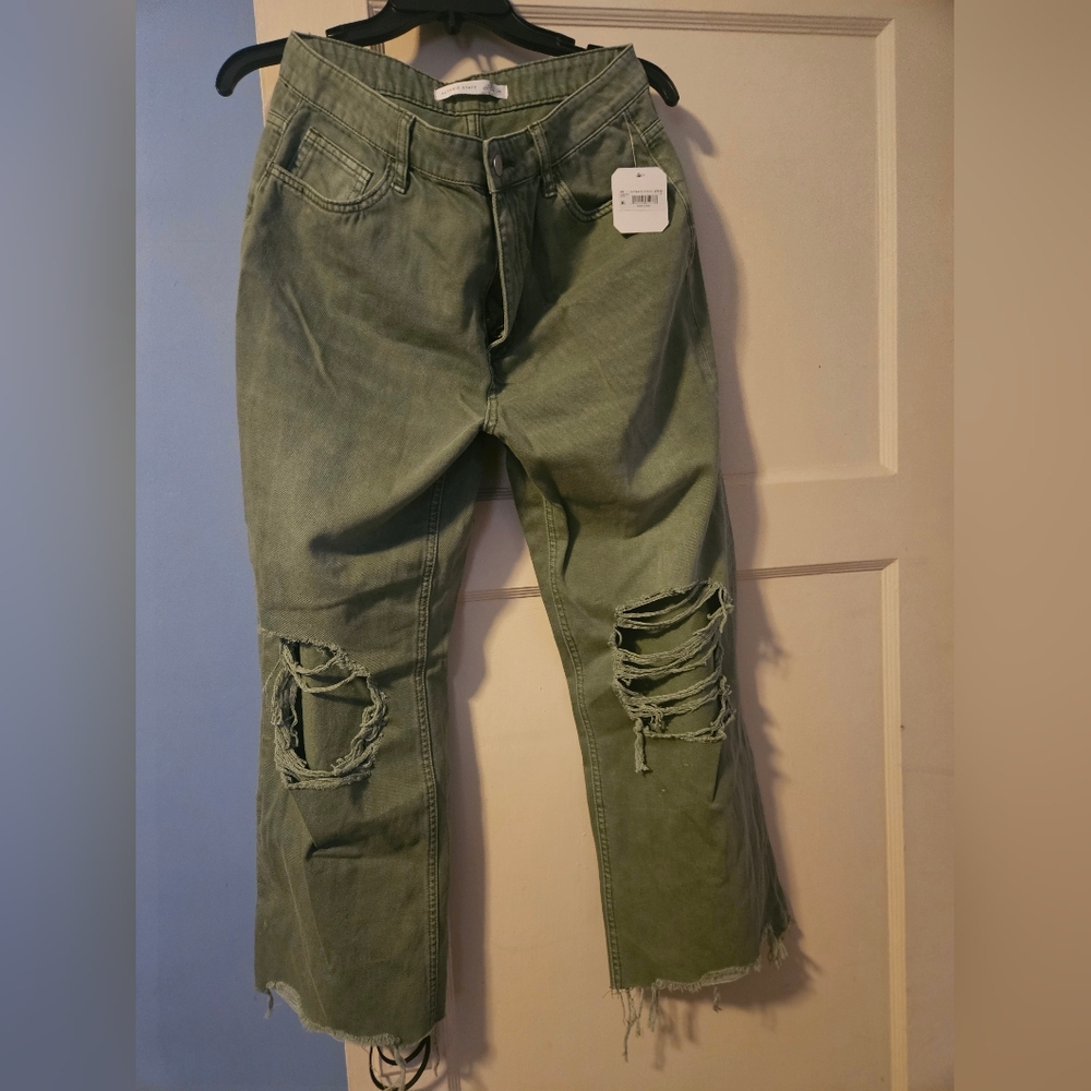 Altr'd State Olive Distressed Jeans